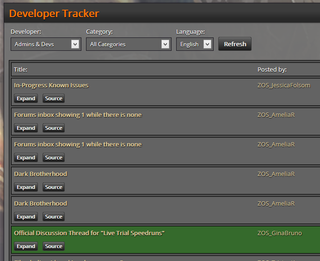 Elder Scrolls Online Dev Tracker